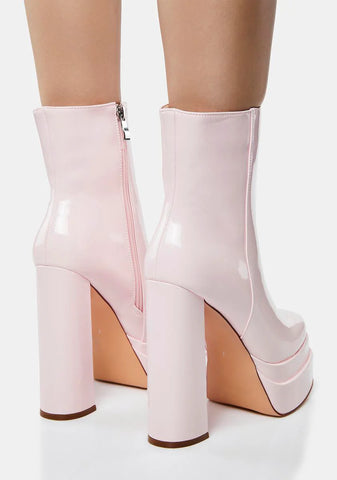 Pink Mateo Patent Platform Boots