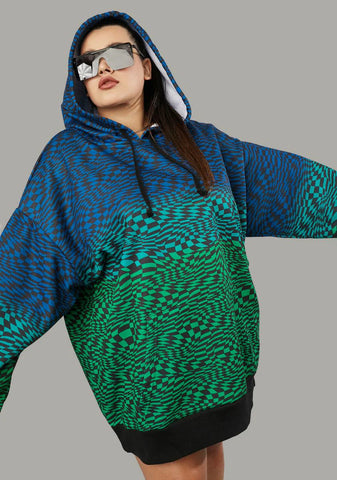 Her Warped Realm Checkered Oversized Hoodie