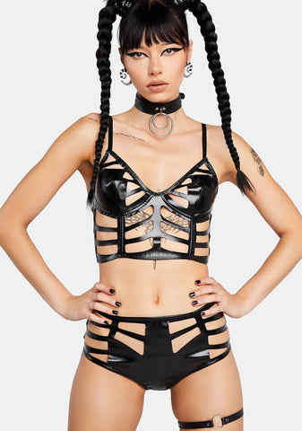 Dark Skeletoria Cut-Out Shorts