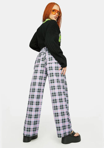 Release Plaid Wide Leg Jeans
