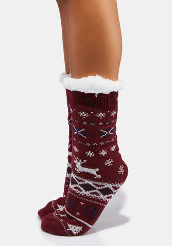 Reindeer Love Crew Socks