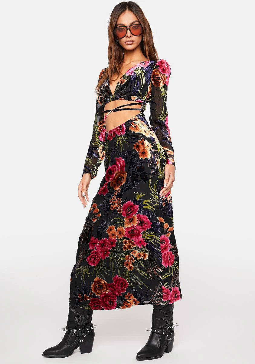 Cut Out Velvet Dress