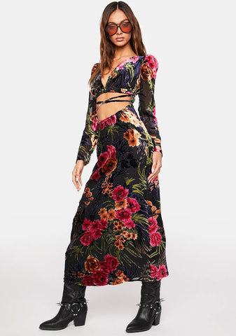 Cut Out Velvet Dress