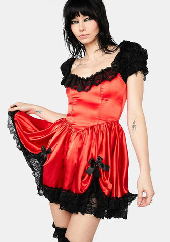 Fiery Bad Meets Evil Satin Mini Dress