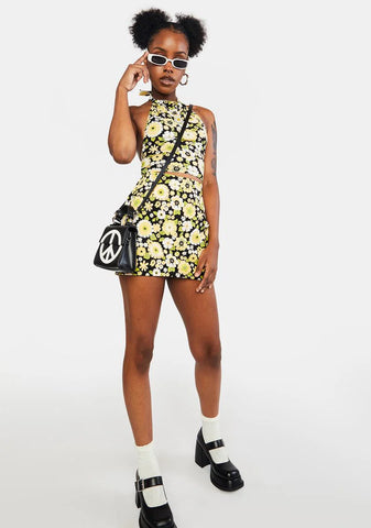 Retro Floral Ima Mini Skirt