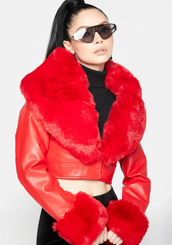 Red Giselle Faux Fur Coat