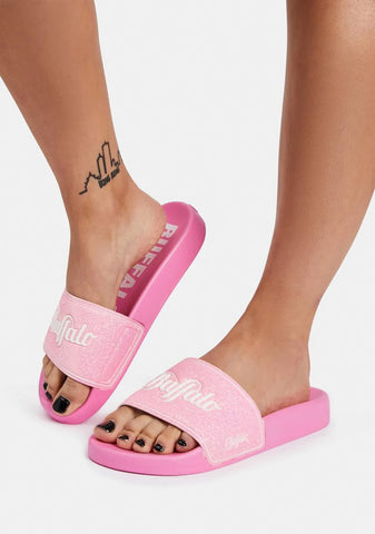 Pink Glitter Rio Slides