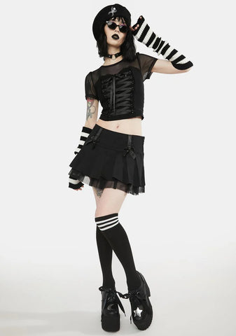 Cemetery Gates Lace Up Crop Top