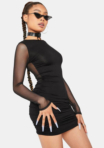 Just For Show Sheer Back Mini Dress
