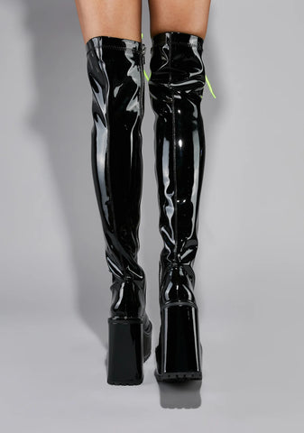 Electric Veins Thigh High Boots