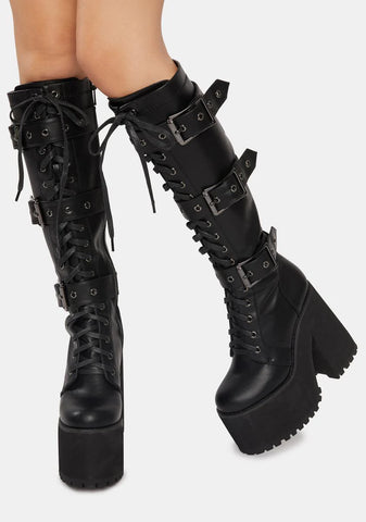 Wicked Guardian Platform Buckle Boots