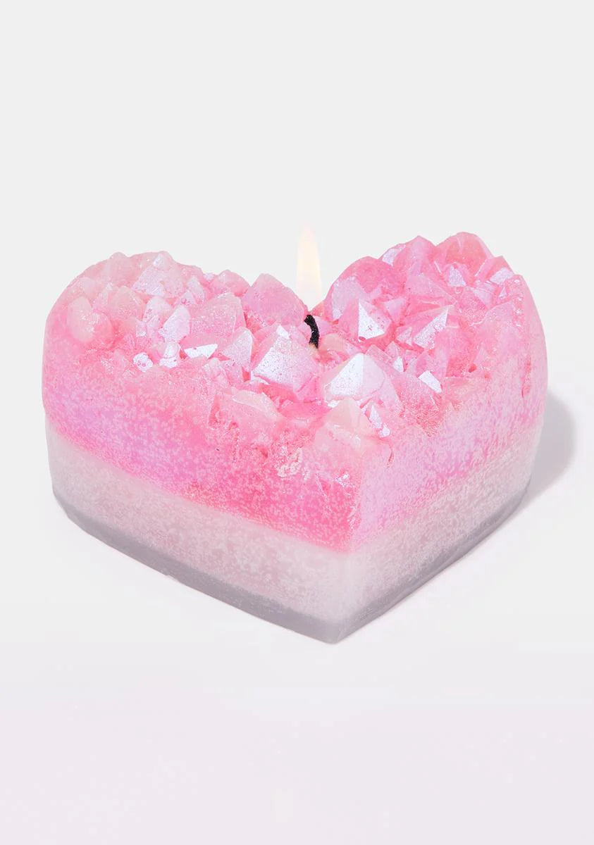 Rose Quartz Geode Heart Candle