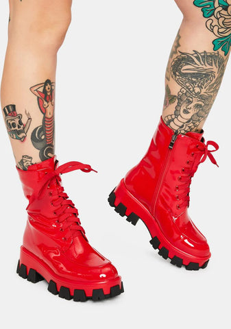 Red Excision Combat Boots