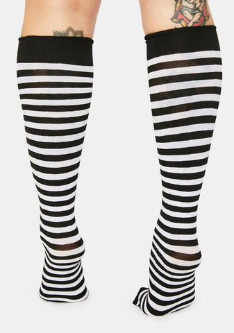 Wicked On The Scene Striped Knee High Socks
