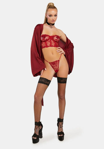 Roux Floral Embroidery Strapless Bustier Set