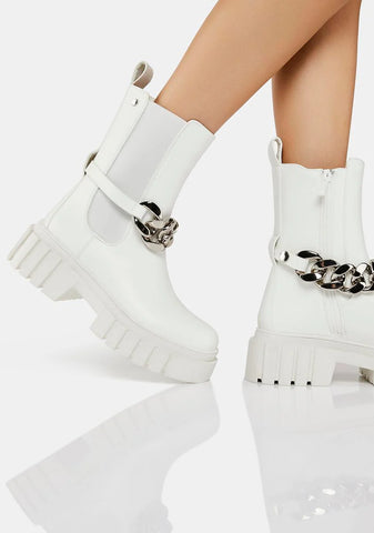 White Cause You're Wild Ankle Boots