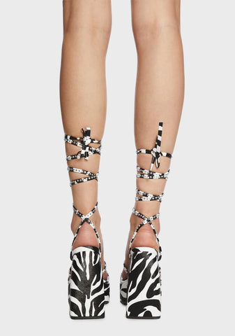 Zebra Helena Diamante Platform Heels