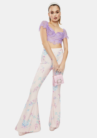 Lilac Sweetie Pie Lace Bustier Crop Top