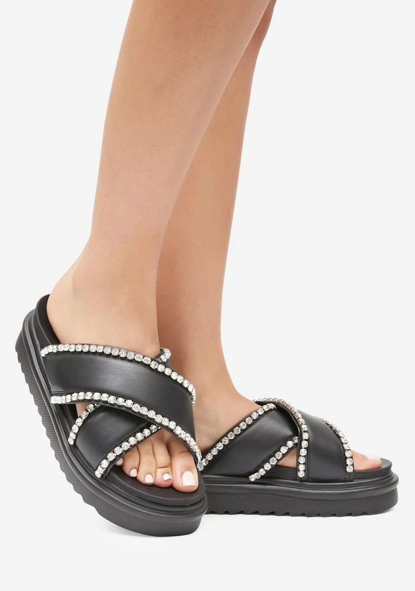 Black Artistic Slide Sandals