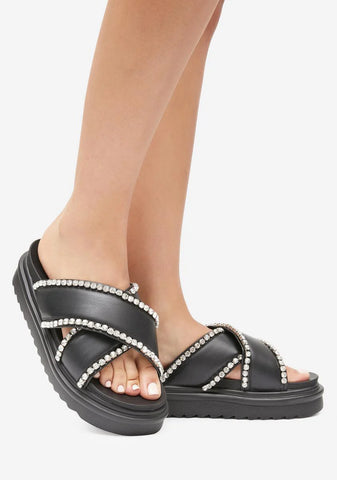 Black Artistic Slide Sandals