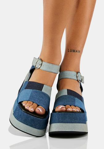 Denim Know I'm Right Platform Sandals
