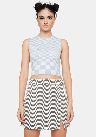 Warped Op Art Mini Skirt