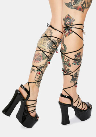 Cherry Pixie Queen Lace Up Heels