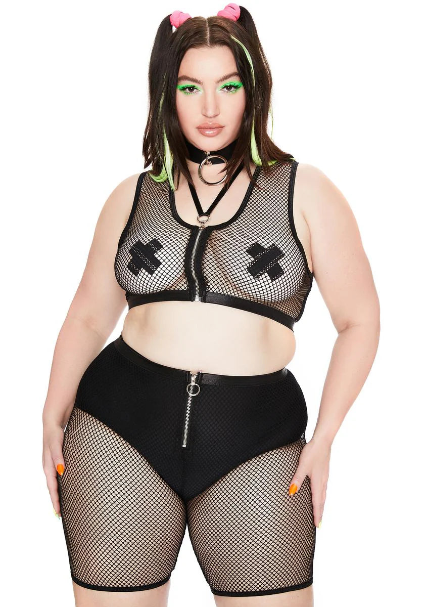 She's Techno Sexual Fishnet Biker Shorts
