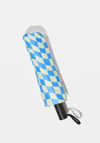 Sky Drizzle Days Checkered Umbrella