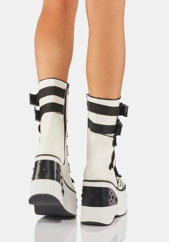 White Kera-108 Platform Boots