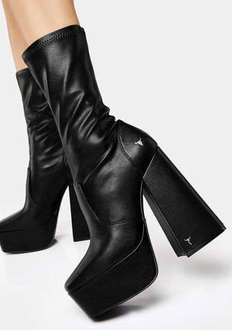 Angelz Black Stretch Sock Boots
