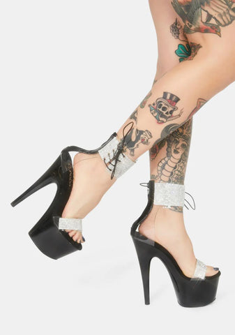 Adore-727RS Platform Ankle Cuff Sandals-Black