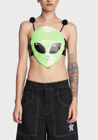 Come In Peace Alien Bra Top