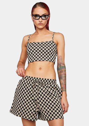 Checkered Print Lounge Shorts