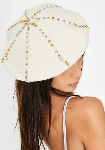 Ivory True Wish Jeweled Beret