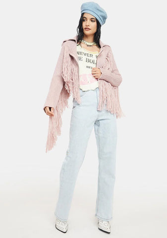 Mauve Came For Keeps Fringe Jacket