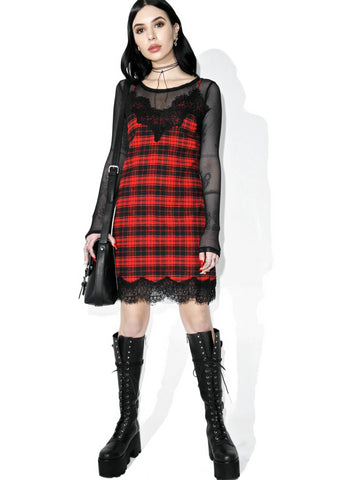 Scarlet Falling Out Plaid Slip Dress