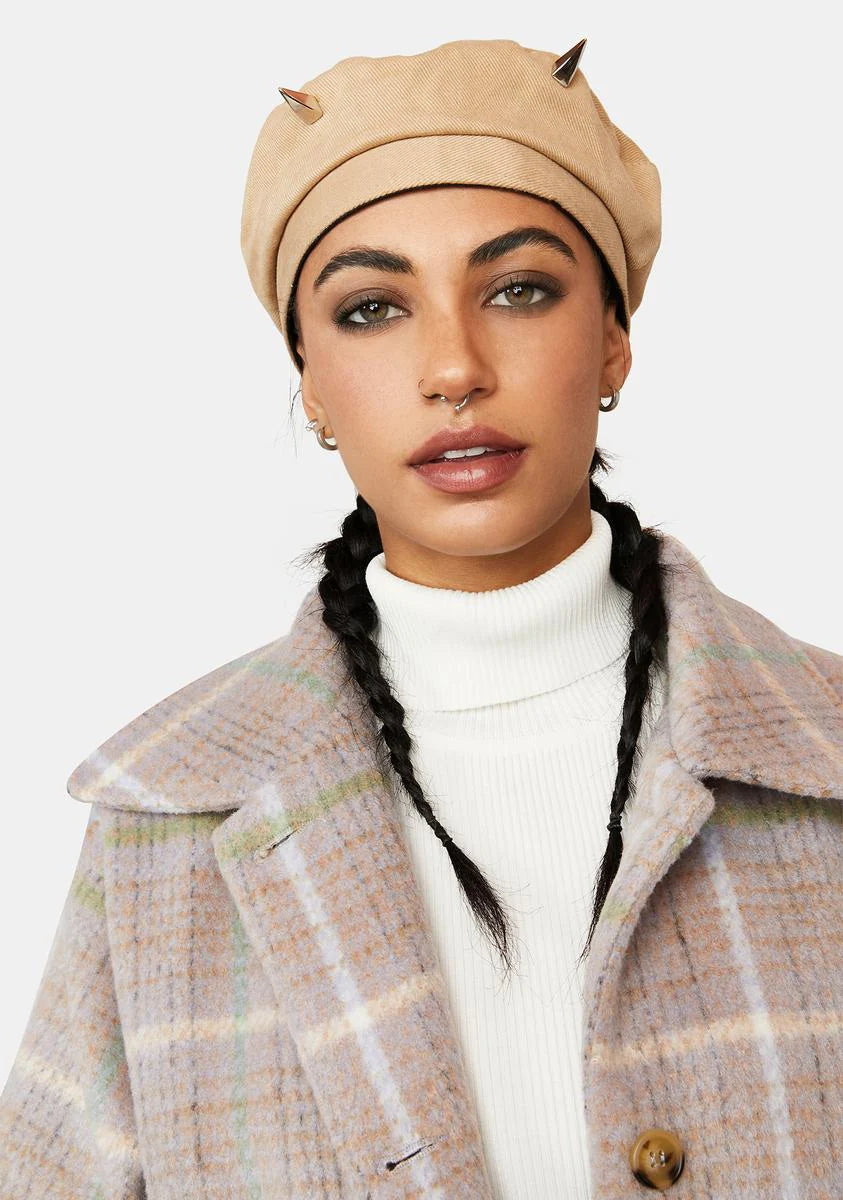 Atmosphere Tan Beret With Horns