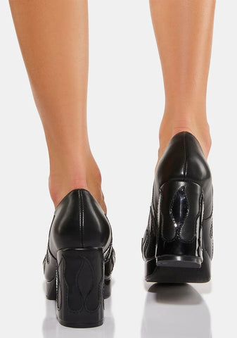 Black Changed Block Heels