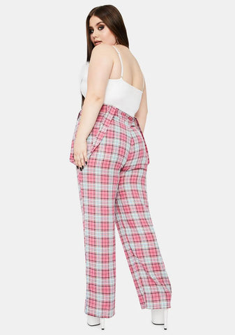 Always Take My Lead Suspender Plaid Pants