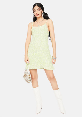 Lime Collect Call Floral Mini Dress