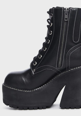 Wide Fit Dark Animal Behavior Platform Boots