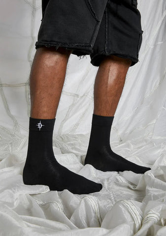 Synth Embroidered Logo Crew Socks