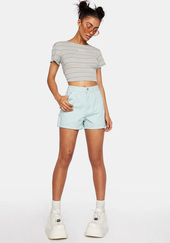 Blue Fade High Rise Carpenter Shorts