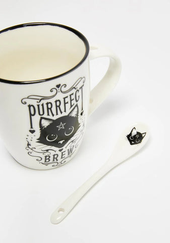 Purrfect Brew Mug And Spoon Set
