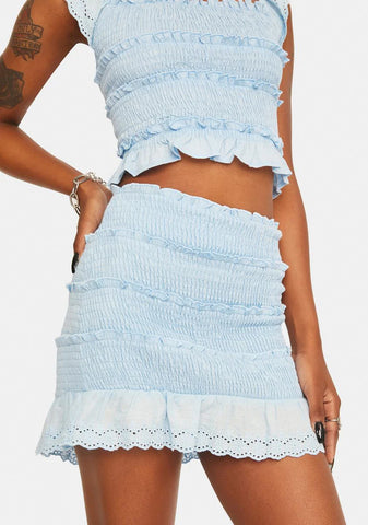 Aqua Personal Angel Eyelet Mini Skirt