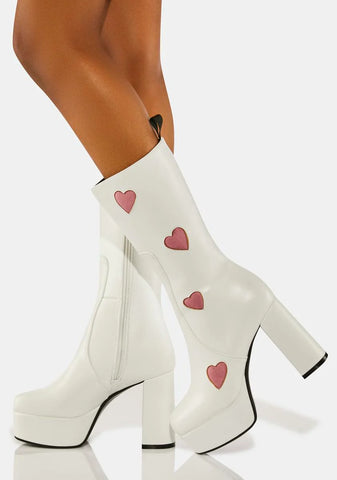 White Believe That Platform Boots