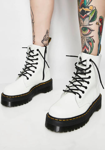 White Jadon 8 Eye Boots