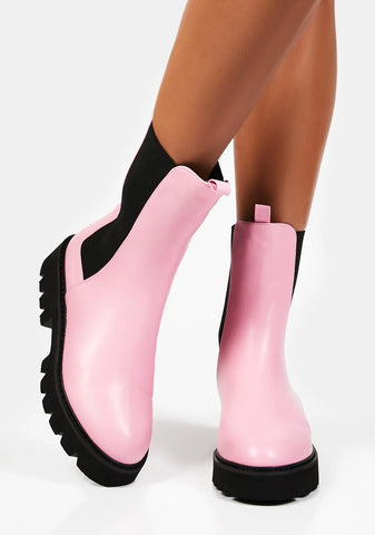 Pink Printed Ankle Boots