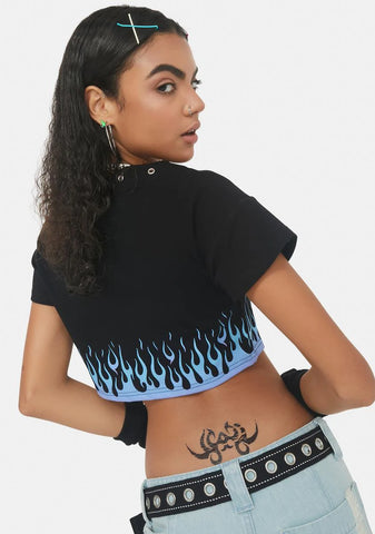 Alley Oop Lace Up Crop Tee
